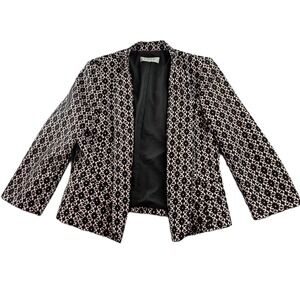 Kasper Blazer Jacket Womens Black Pink Patterned Formal Long Sleeve Open Front